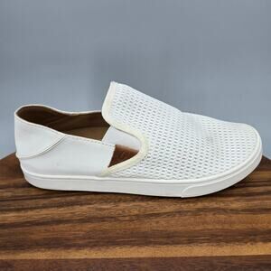 OluKai Pehuea Shoes Women's 8 White Mesh Slip On Comfort Casual Sneakers